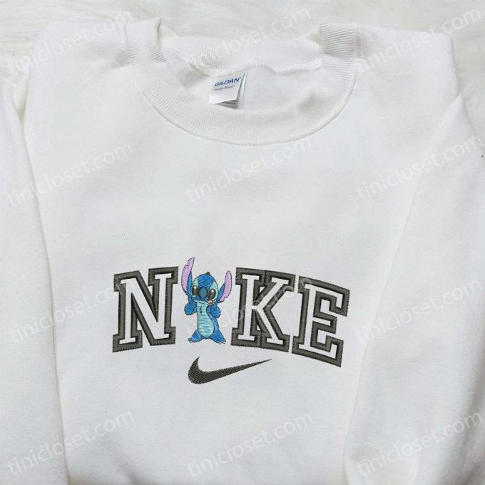 Stitch x Nike Cartoon Embroidered Sweatshirt – Nike Inspired Hoodie Perfect Family Gift