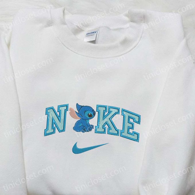 Stitch x Nike Cartoon Embroidered Sweatshirt – Best Nike Inspired Hoodie Perfect Family Gift