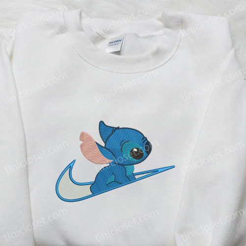 Disney Stitch x Swoosh Cartoon Embroidered Hoodie & Shirt – Best Family Gift Ideas