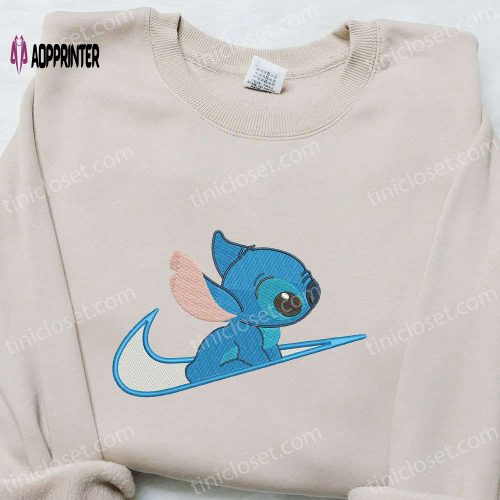 Disney Stitch x Swoosh Cartoon Embroidered Hoodie & Shirt – Best Family Gift Ideas