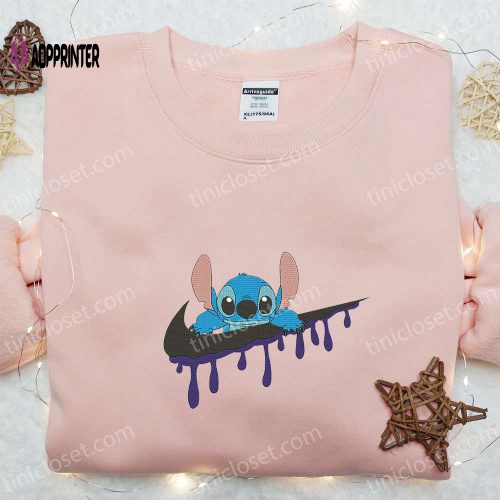 Stitch x Nike Cartoon Embroidered Sweatshirt – Nike Inspired Hoodie Perfect Family Gift