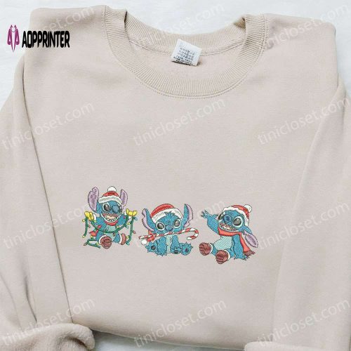 Festive Stitch Xmas Shirt & Disney Characters Hoodie – Christmas Embroidered Apparel