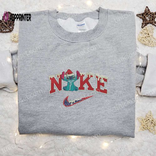 Disney Characters Embroidered Hoodie Stitch Xmas Snow x Nike Shirt Christmas Sweatshirt