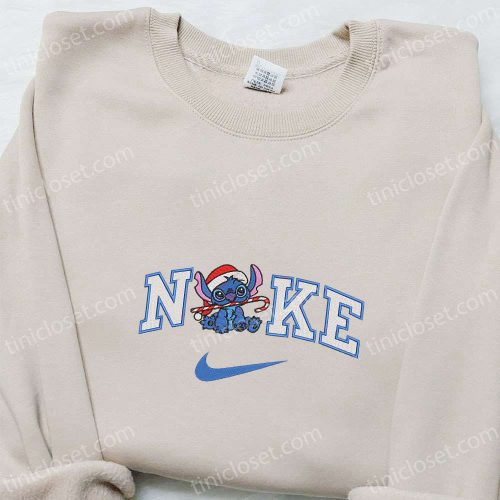 Stitch Xmas x Nike Embroidered Shirt Disney Characters Hoodie Christmas Sweatshirt