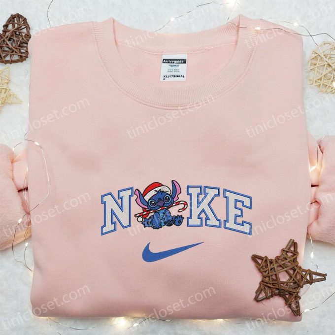 Stitch Xmas x Nike Embroidered Shirt Disney Characters Hoodie Christmas Sweatshirt