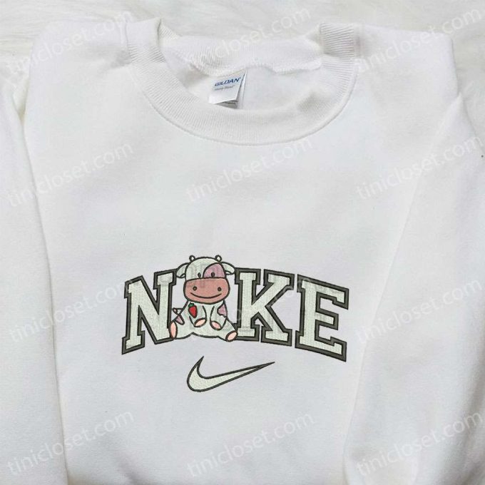 Strawberry Dairy Cow x Nike Embroidered Shirt & Cartoon Hoodie: Best Gift Idea!