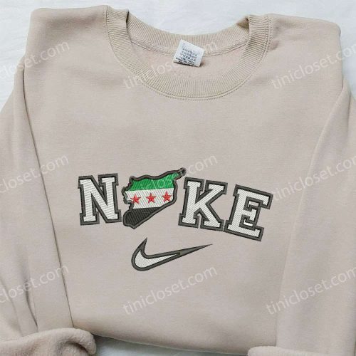 Syria Map x Nike Embroidered Sweatshirt & Shirts: National Flag & Nike Inspired Designs