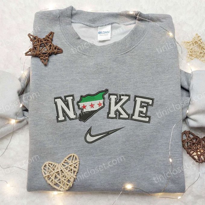 Syria Map x Nike Embroidered Sweatshirt & Shirts: National Flag & Nike Inspired Designs