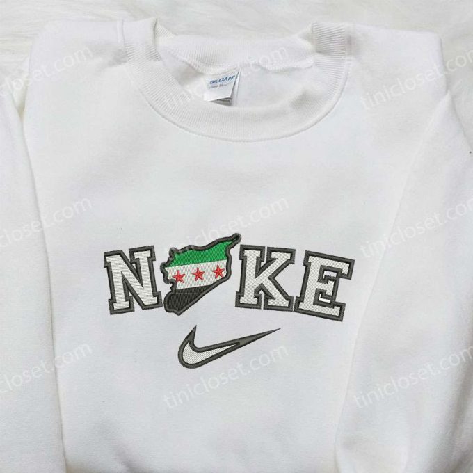 Syria Map x Nike Embroidered Sweatshirt & Shirts: National Flag & Nike Inspired Designs