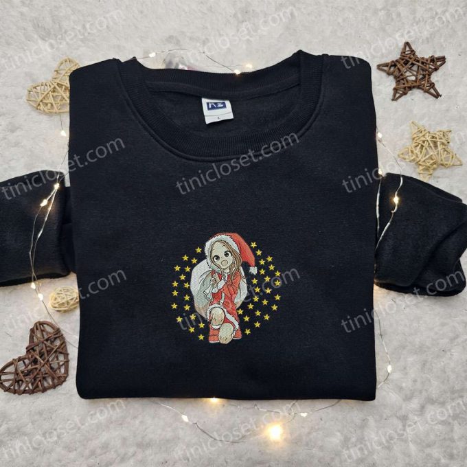 Takagi San Xmas Embroidered Shirt & Anime Hoodie: Christmas Embroidered Apparel