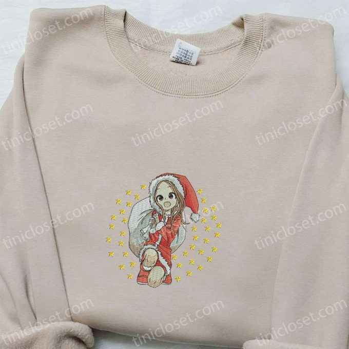 Takagi San Xmas Embroidered Shirt & Anime Hoodie: Christmas Embroidered Apparel