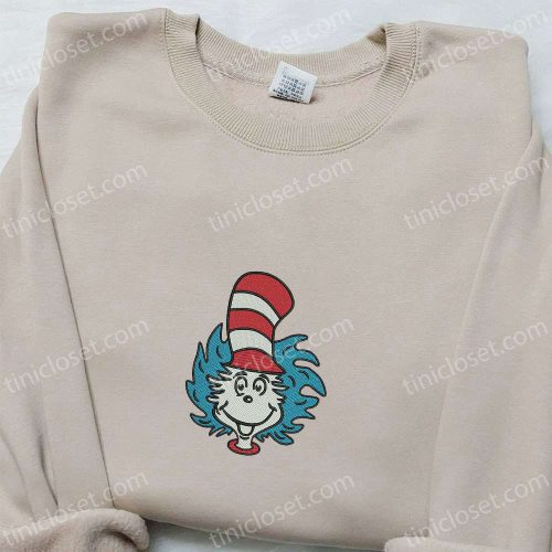 Dr Seuss Christmas Embroidered Shirt & Hoodie: Perfect Family Gifts with The Cat In The Hat Cartoon