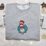 Dr Seuss Christmas Embroidered Shirt & Hoodie: Perfect Family Gifts with The Cat In The Hat Cartoon