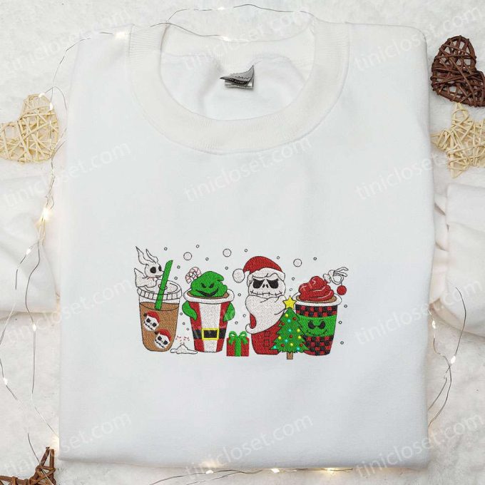 Nightmare Before Christmas Coffee Latte Shirt & Embroidered Hoodie: Perfect Family Gifts