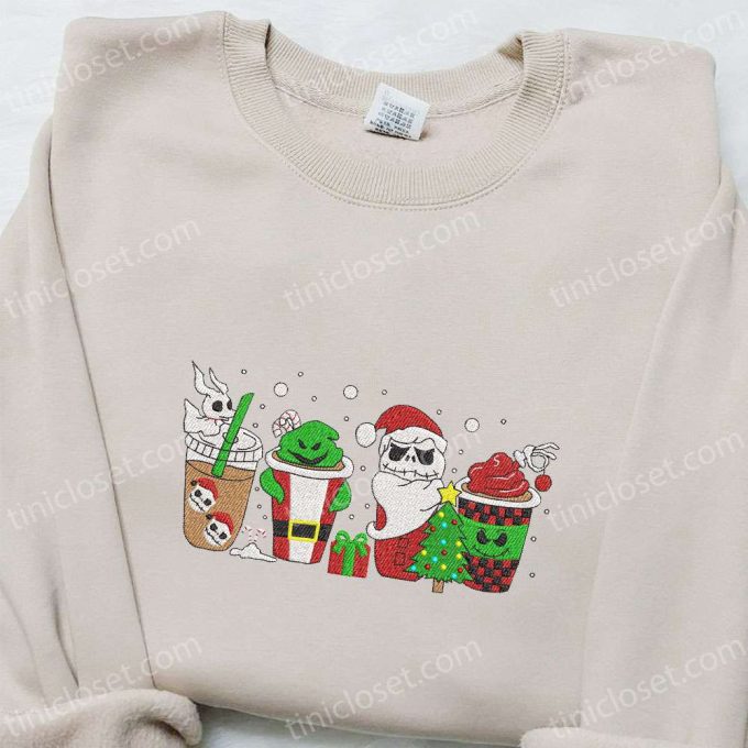 Nightmare Before Christmas Coffee Latte Shirt & Embroidered Hoodie: Perfect Family Gifts