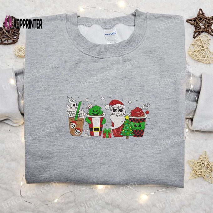 Nightmare Before Christmas Coffee Latte Shirt & Embroidered Hoodie: Perfect Family Gifts