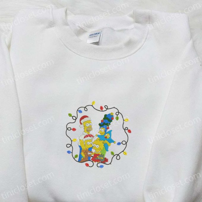 The Simpsons Family Christmas Embroidered Shirt & Hoodie: Festive Cartoon Apparel