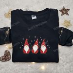 Snow Embroidered Hoodie & T-Shirt Set – Perfect Christmas Gift Idea with Three Gnomes