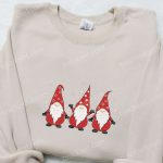 Snow Embroidered Hoodie & T-Shirt Set – Perfect Christmas Gift Idea with Three Gnomes