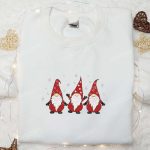 Snow Embroidered Hoodie & T-Shirt Set – Perfect Christmas Gift Idea with Three Gnomes