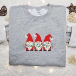 Christmas Embroidered Sweatshirt: Three Little Gnomes with Lights – Perfect Gift Idea!