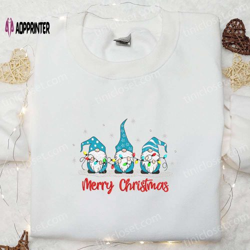 Cute Winter Gnome Smile Embroidered Sweatshirt – Best Christmas Gift Ideas for Family