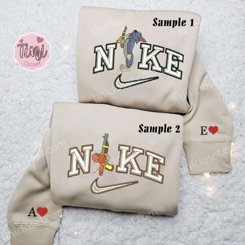 Tom And Jerry x Nike Embroidered Shirt Hoodie & Sweatshirt: Cartoon Couple Collection