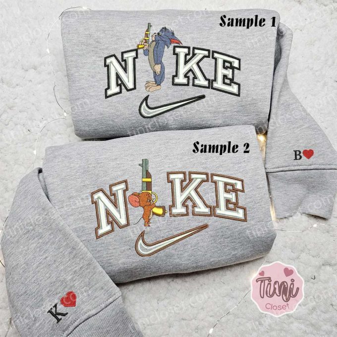 Tom And Jerry x Nike Embroidered Shirt Hoodie & Sweatshirt: Cartoon Couple Collection