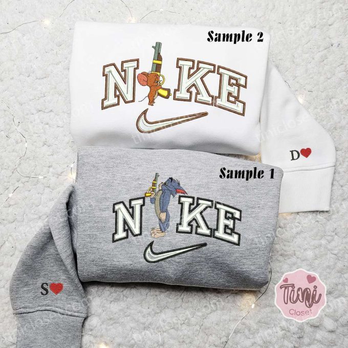 Tom And Jerry x Nike Embroidered Shirt Hoodie & Sweatshirt: Cartoon Couple Collection