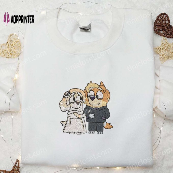 Uncle Rad & Frisky Married Embroidered Shirt & Bluey Cartoon Hoodie – Best Couple Gift Idea