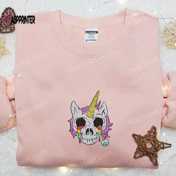 Unicorn Skull Embroidered Shirt & Halloween Hoodie: Best Halloween Gift Ideas