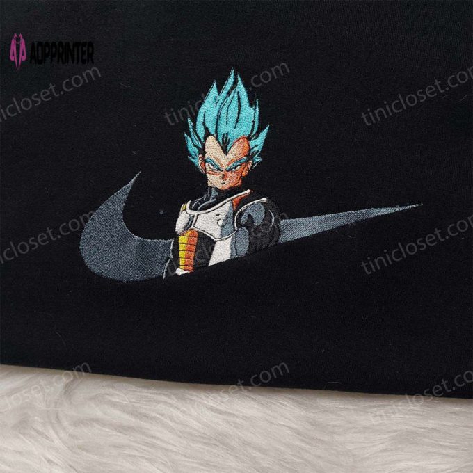 Dragon Ball Z Embroidered Shirt Hoodie & Sweatshirt – Perfect Anime Fan Apparel with Vegeta Nike Design