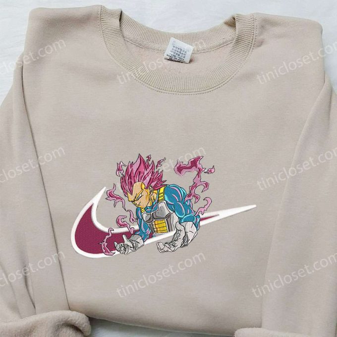 Dragon Ball Vegeta x Nike Hoodie & Embroidered Shirts Anime-Inspired Nike Swoosh Apparel