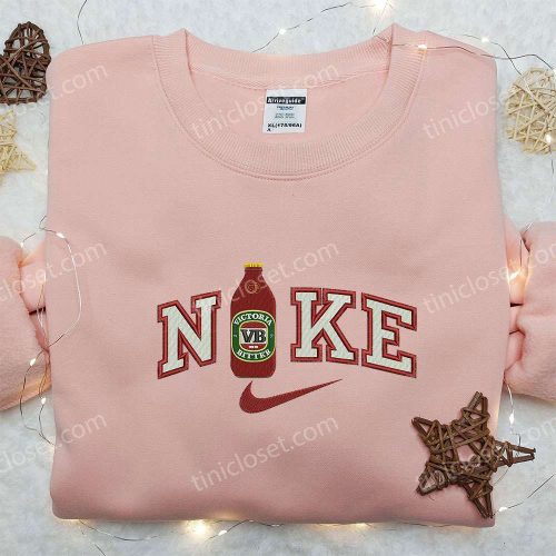 Victoria Beer x Nike Embroidered Hoodie & Shirts: Stylish Nike Inspired Apparel with Favorite Drink Design