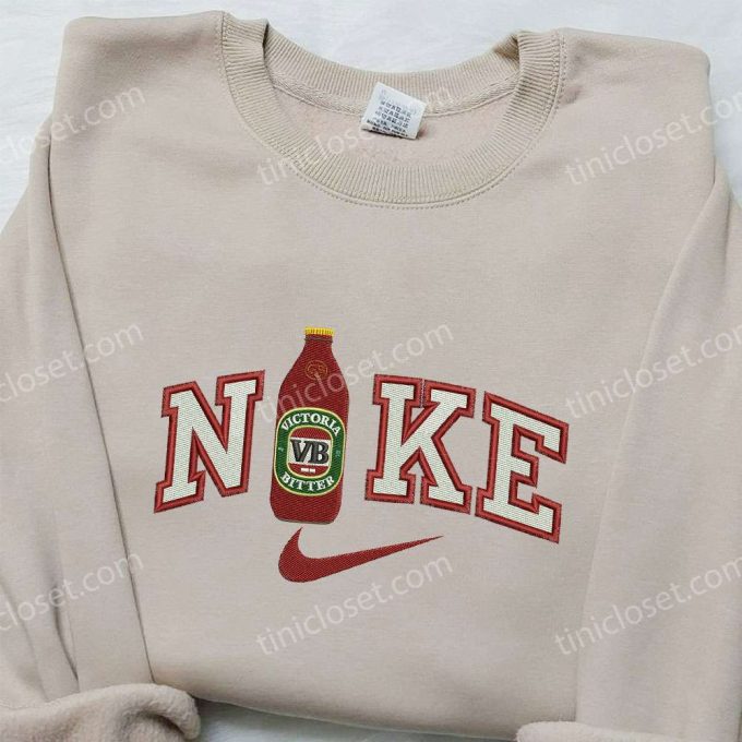 Victoria Beer x Nike Embroidered Hoodie & Shirts: Stylish Nike Inspired Apparel with Favorite Drink Design