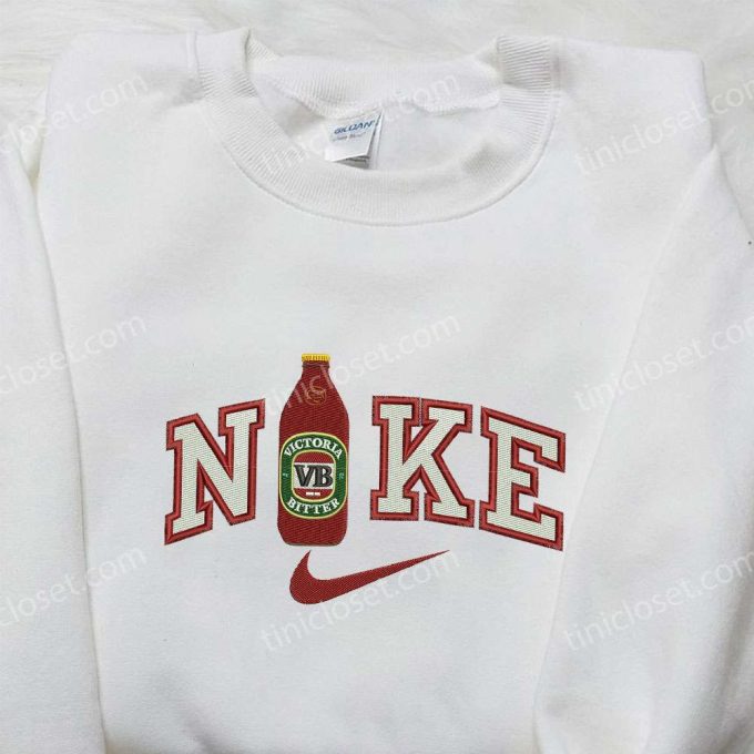 Victoria Beer x Nike Embroidered Hoodie & Shirts: Stylish Nike Inspired Apparel with Favorite Drink Design