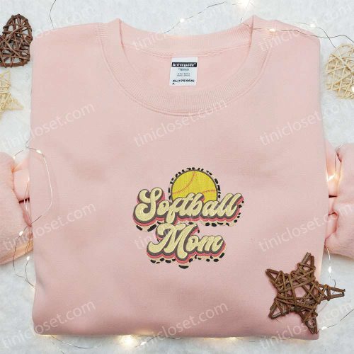 Vintage Softball Mom Embroidered Shirt & Hoodie: Perfect Mother’s Day Gift Idea