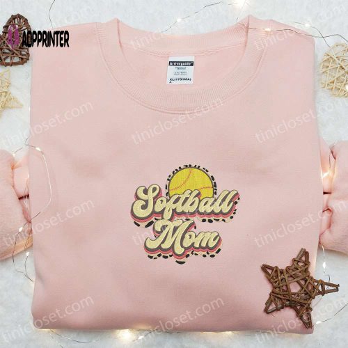 Vintage Softball Mom Embroidered Shirt & Hoodie: Perfect Mother’s Day Gift Idea