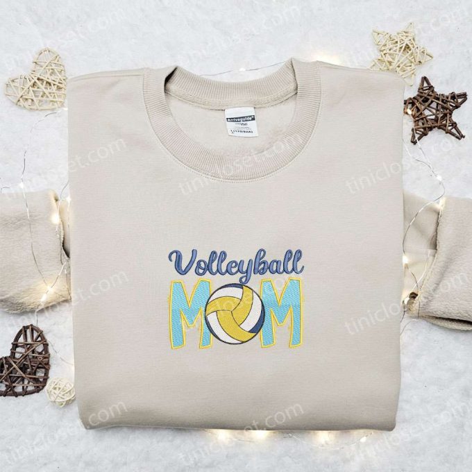 Volleyball Mom Embroidered Shirt & Sports Hoodie – Perfect Mother’s Day Gift Idea