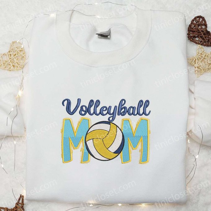 Volleyball Mom Embroidered Shirt & Sports Hoodie – Perfect Mother’s Day Gift Idea