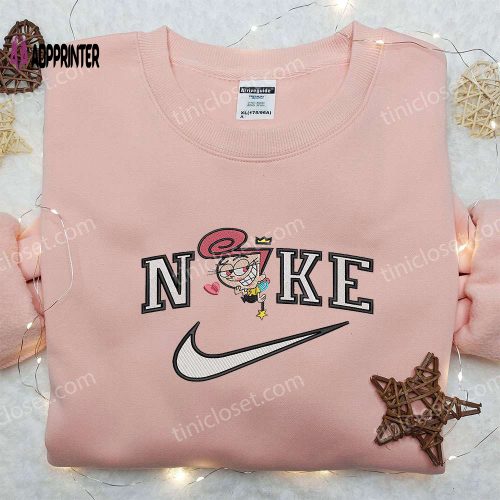 Wanda Fairywinkle x Nike Swoosh Hoodie: Fairly OddParents & Nike Inspired Embroidered Shirt