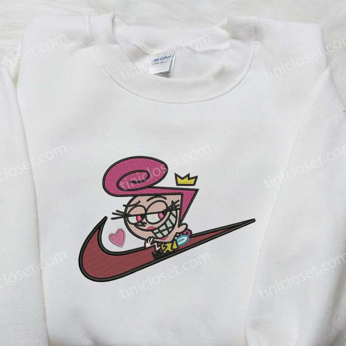 Wanda Fairywinkle x Nike Swoosh Hoodie: Fairly OddParents & Nike Inspired Embroidered Shirt