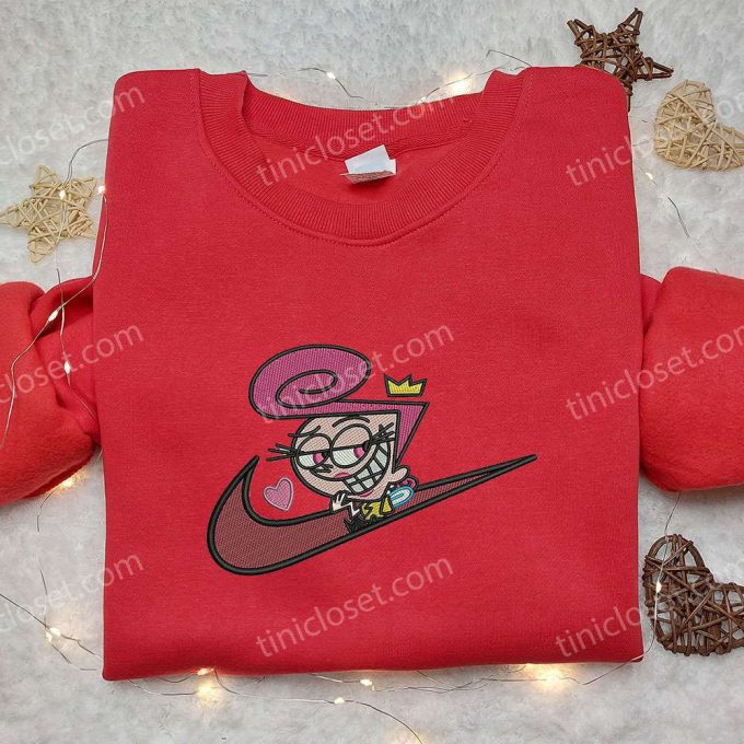 Wanda Fairywinkle x Nike Swoosh Hoodie: Fairly OddParents & Nike Inspired Embroidered Shirt