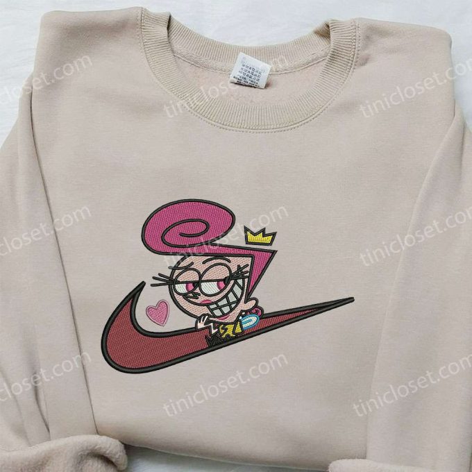 Wanda Fairywinkle x Nike Swoosh Hoodie: Fairly OddParents & Nike Inspired Embroidered Shirt