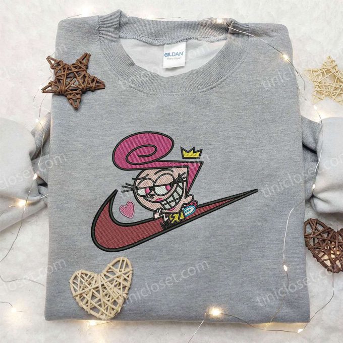 Wanda Fairywinkle x Nike Swoosh Hoodie: Fairly OddParents & Nike Inspired Embroidered Shirt