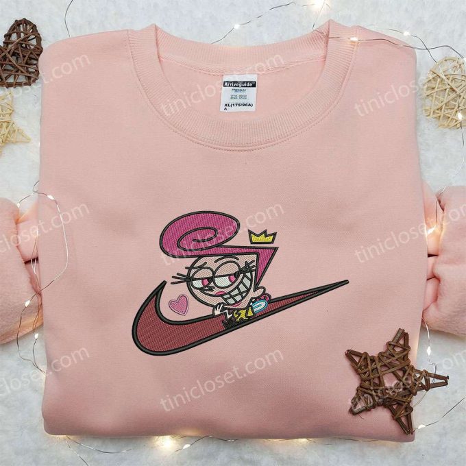 Wanda Fairywinkle x Nike Swoosh Hoodie: Fairly OddParents & Nike Inspired Embroidered Shirt