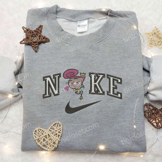 Wanda x Nike Embroidered Sweatshirt Fairly OddParents Cartoon & Nike Inspired Shirt