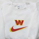 Washington Commanders Nike Swoosh Shirt & Hoodie: NFL Sports Embroidered Gear Perfect Fandom Gifts