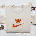 Washington Commanders Nike Swoosh Shirt & Hoodie: NFL Sports Embroidered Gear Perfect Fandom Gifts