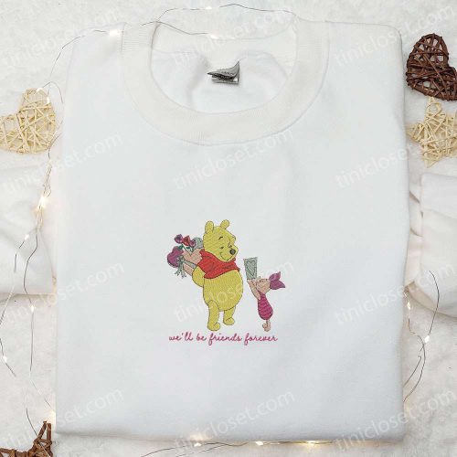 Disney Winnie The Pooh & Piglet Embroidered Shirt & Hoodie: Forever Friends Gift